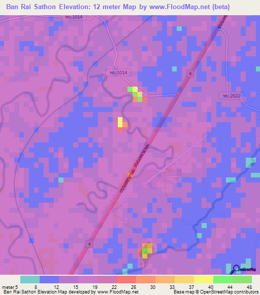 Ban Rai Sathon,Thailand Elevation Map