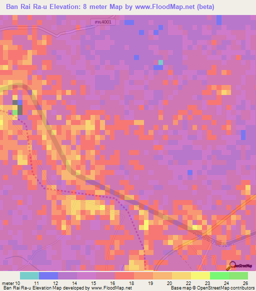 Ban Rai Ra-u,Thailand Elevation Map