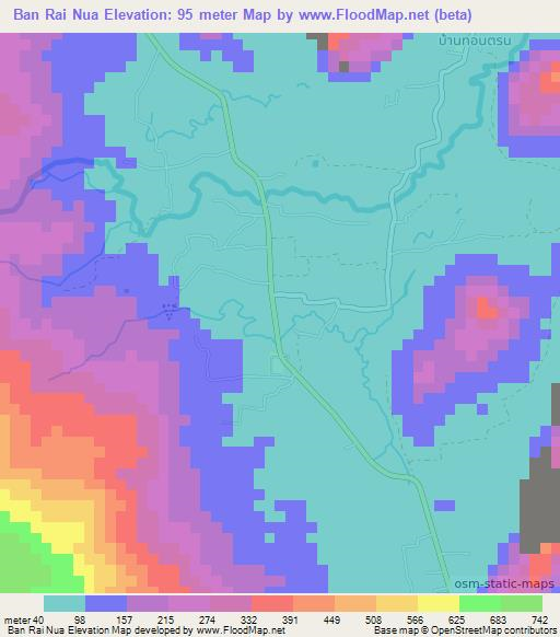 Ban Rai Nua,Thailand Elevation Map