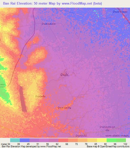 Ban Rai,Thailand Elevation Map