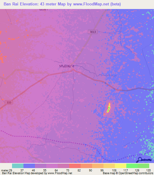 Ban Rai,Thailand Elevation Map