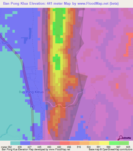 Ban Pong Klua,Thailand Elevation Map