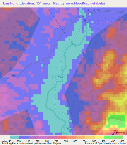 Ban Pong,Thailand Elevation Map