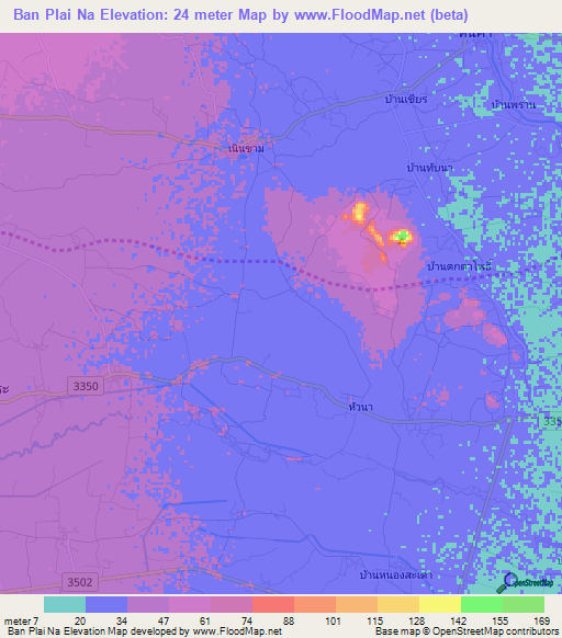 Ban Plai Na,Thailand Elevation Map