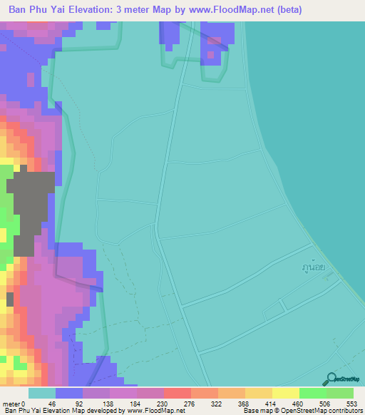 Ban Phu Yai,Thailand Elevation Map