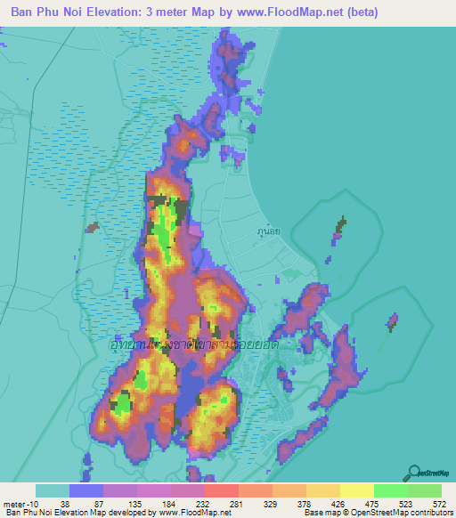 Ban Phu Noi,Thailand Elevation Map