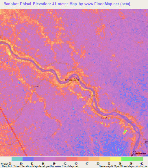 Banphot Phisai,Thailand Elevation Map