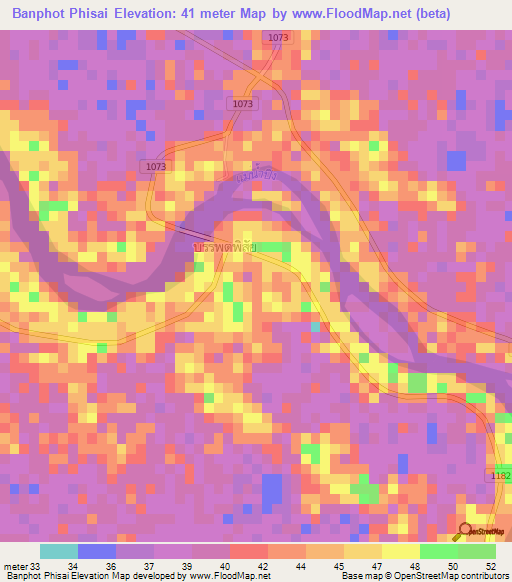 Banphot Phisai,Thailand Elevation Map
