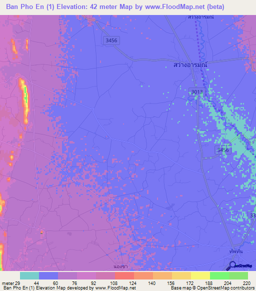 Ban Pho En (1),Thailand Elevation Map