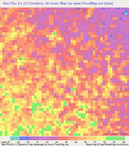 Ban Pho En (1),Thailand Elevation Map