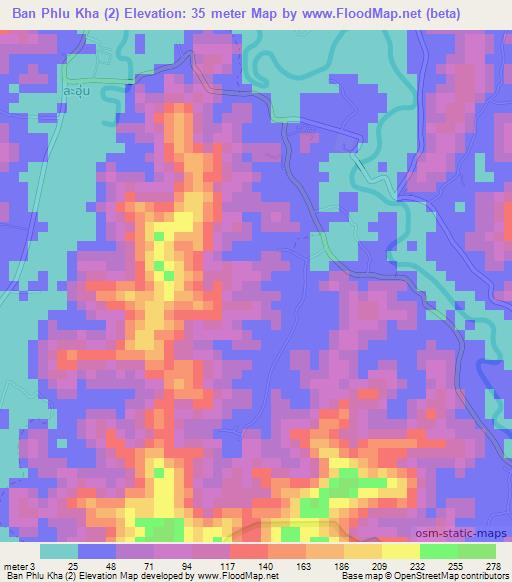 Ban Phlu Kha (2),Thailand Elevation Map