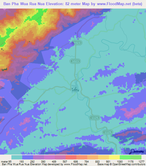 Ban Pha Wua Rua Nua,Thailand Elevation Map
