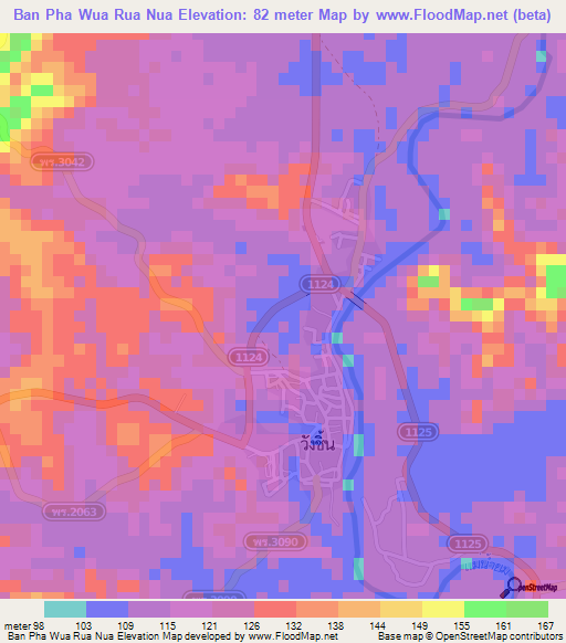 Ban Pha Wua Rua Nua,Thailand Elevation Map