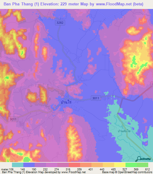 Ban Pha Thang (1),Thailand Elevation Map