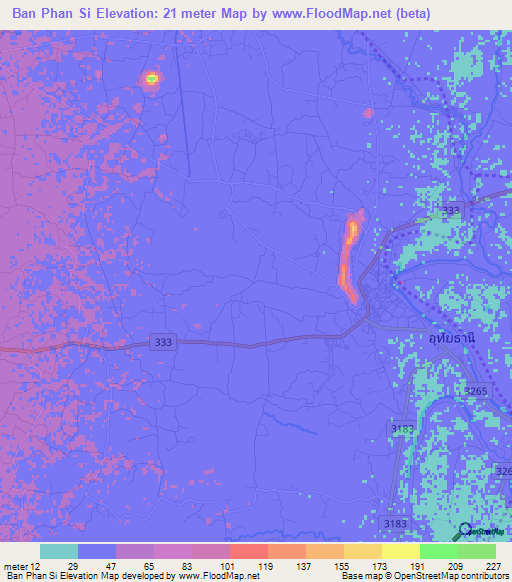 Ban Phan Si,Thailand Elevation Map