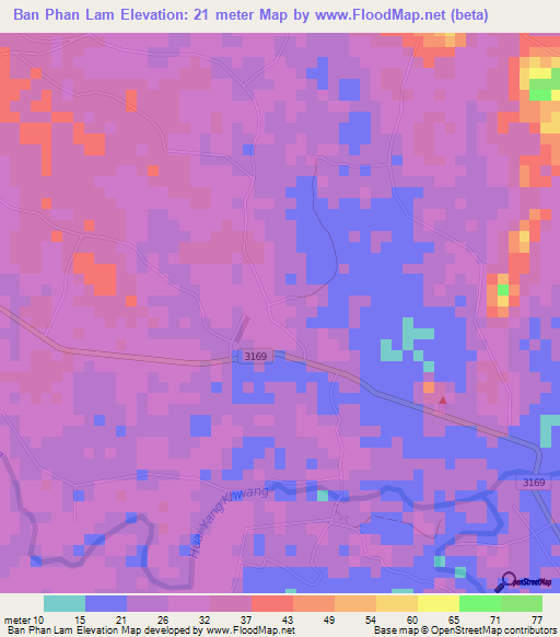 Ban Phan Lam,Thailand Elevation Map