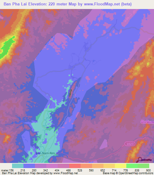 Ban Pha Lai,Thailand Elevation Map