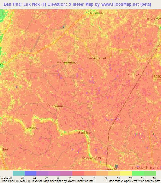 Ban Phai Luk Nok (1),Thailand Elevation Map