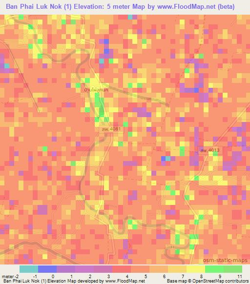 Ban Phai Luk Nok (1),Thailand Elevation Map