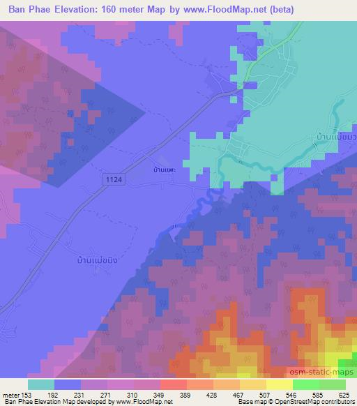 Ban Phae,Thailand Elevation Map