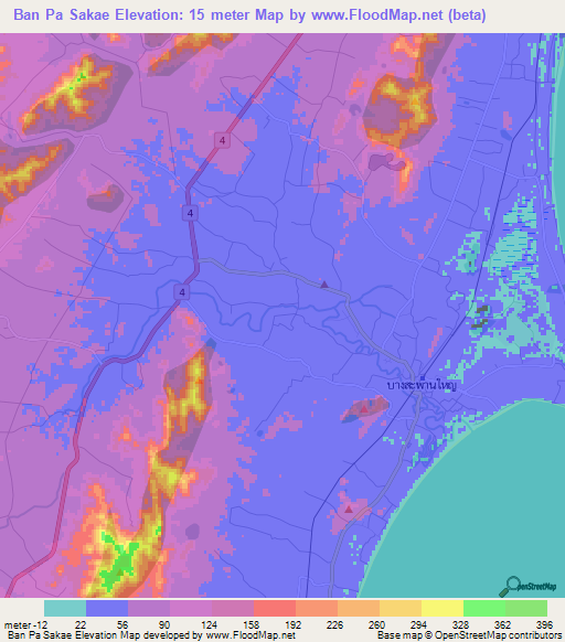 Ban Pa Sakae,Thailand Elevation Map