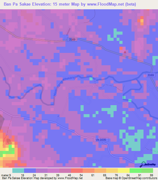 Ban Pa Sakae,Thailand Elevation Map