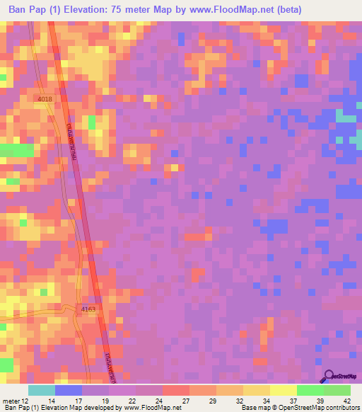 Ban Pap (1),Thailand Elevation Map