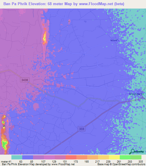 Ban Pa Phrik,Thailand Elevation Map