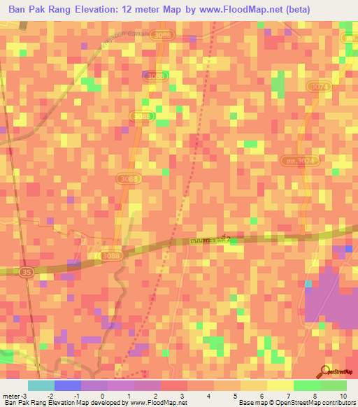 Ban Pak Rang,Thailand Elevation Map