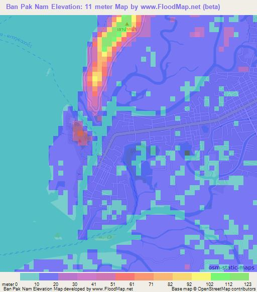 Ban Pak Nam,Thailand Elevation Map