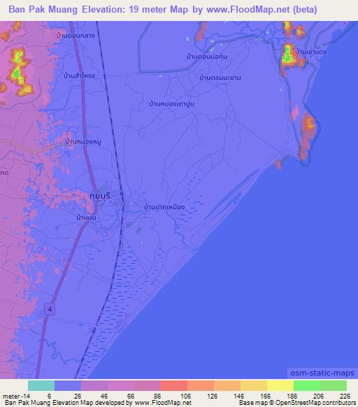 Ban Pak Muang,Thailand Elevation Map