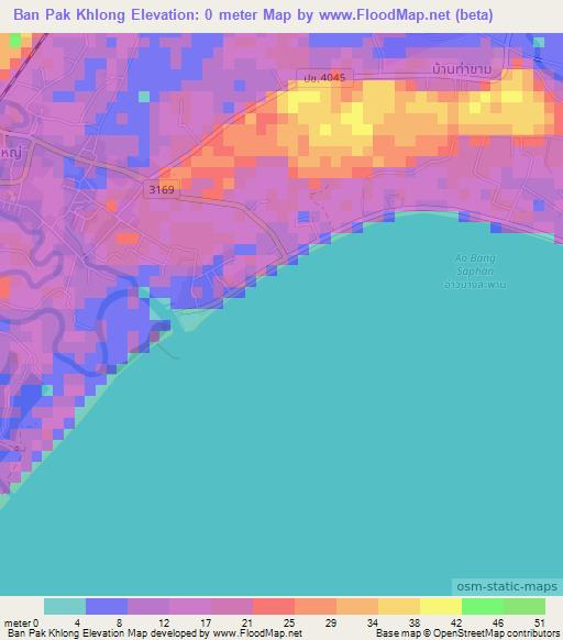 Ban Pak Khlong,Thailand Elevation Map