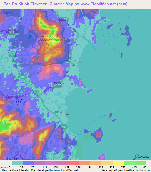 Ban Pa Khlok,Thailand Elevation Map