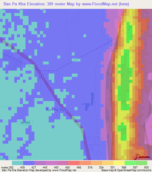 Ban Pa Kha,Thailand Elevation Map