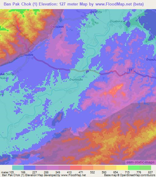 Ban Pak Chok (1),Thailand Elevation Map