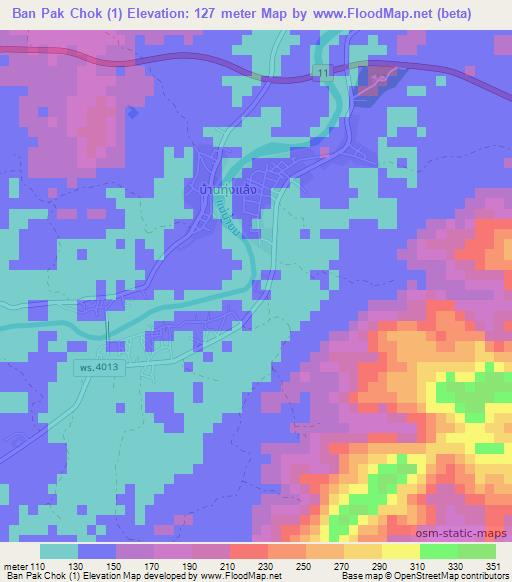 Ban Pak Chok (1),Thailand Elevation Map