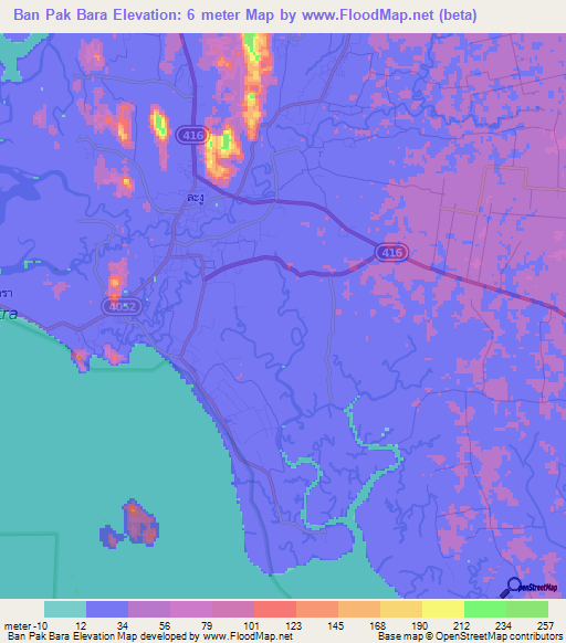 Ban Pak Bara,Thailand Elevation Map