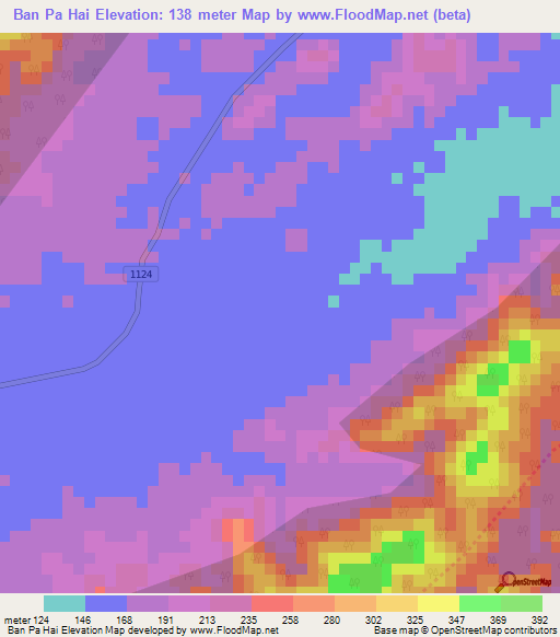 Ban Pa Hai,Thailand Elevation Map