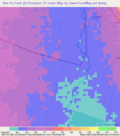 Ban Pa Faek (2),Thailand Elevation Map