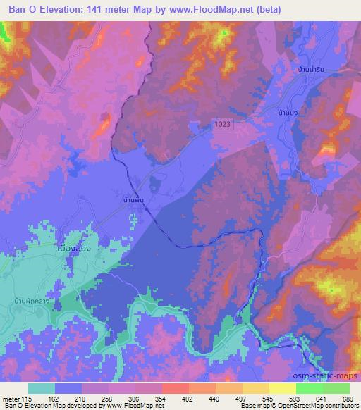 Ban O,Thailand Elevation Map