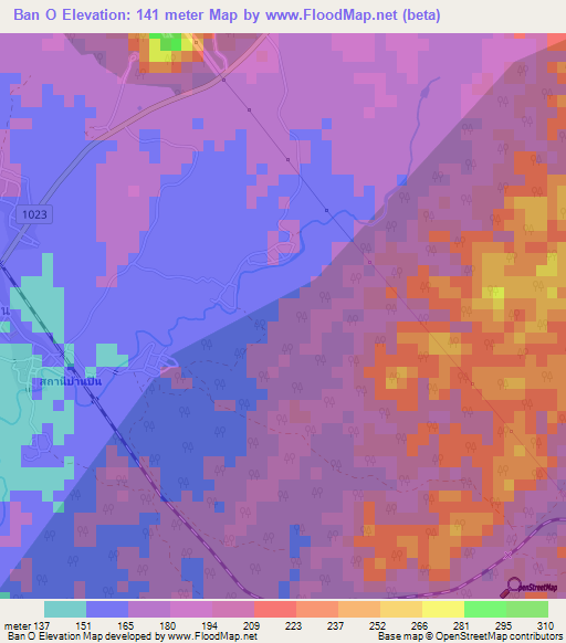 Ban O,Thailand Elevation Map