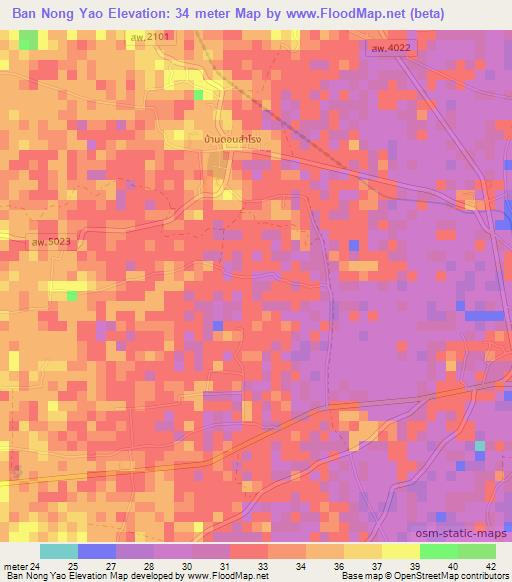 Ban Nong Yao,Thailand Elevation Map