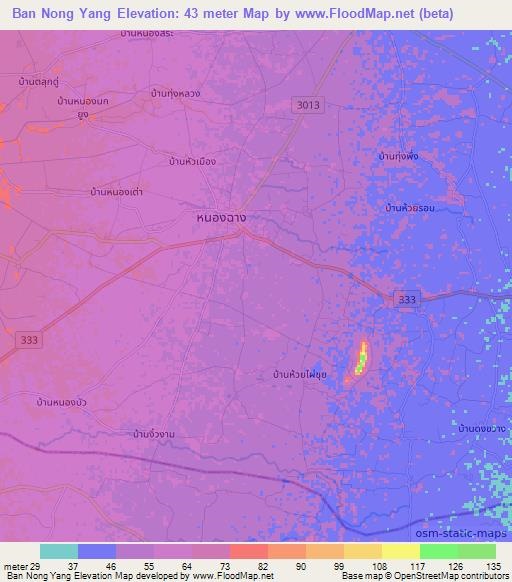 Ban Nong Yang,Thailand Elevation Map