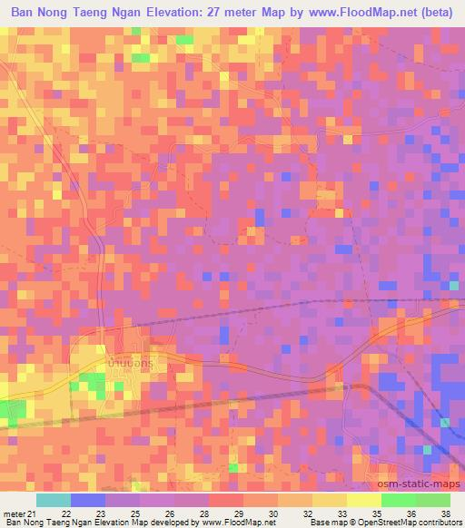 Ban Nong Taeng Ngan,Thailand Elevation Map