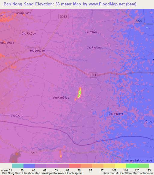 Ban Nong Sano,Thailand Elevation Map