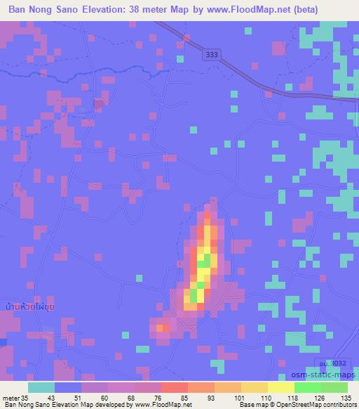 Ban Nong Sano,Thailand Elevation Map