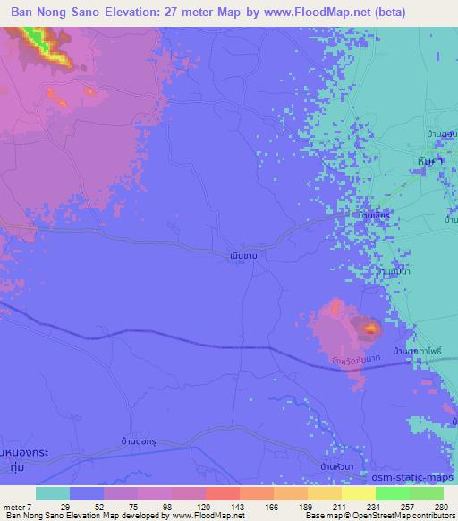 Ban Nong Sano,Thailand Elevation Map