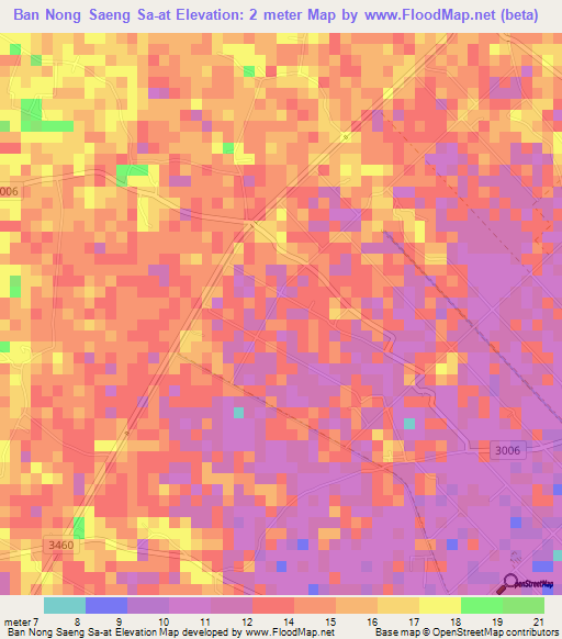 Ban Nong Saeng Sa-at,Thailand Elevation Map