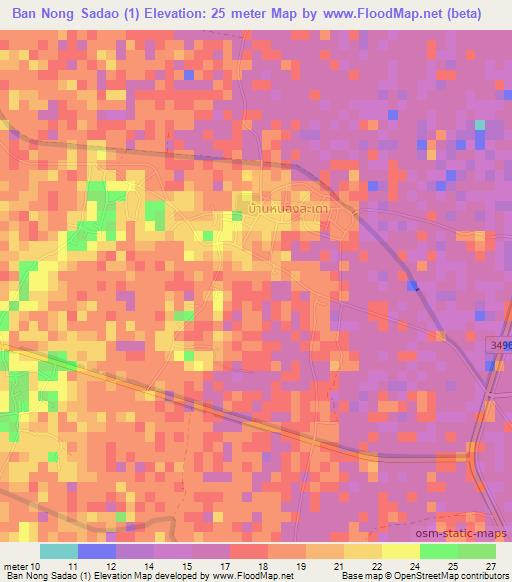 Ban Nong Sadao (1),Thailand Elevation Map