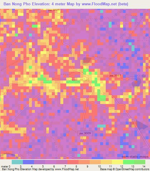 Ban Nong Pho,Thailand Elevation Map